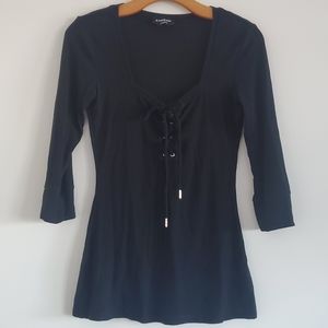 bebe Black Quarter Sleeve Top